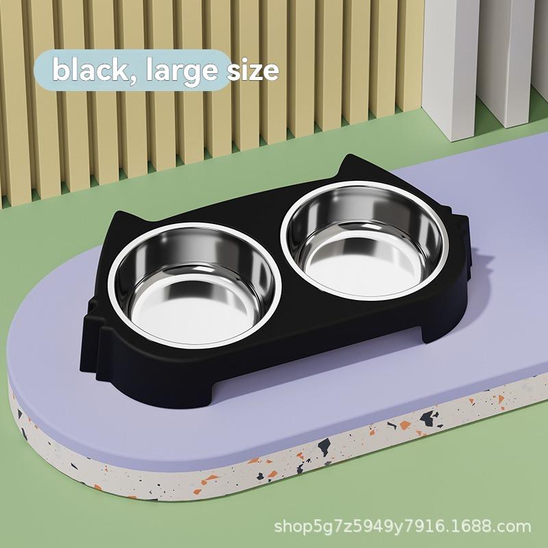 Cat Bowl Stainless Steel Cute Cat Food Bowl Cat and Dog Drinking Water Double Bowl Anti knock Large Capacity Pet Supplies