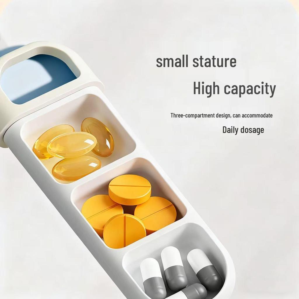Three-Compartment Daily Pill Box for Elderly - Ideal Gift