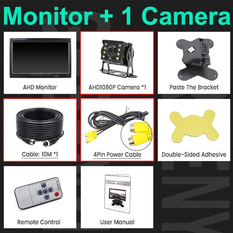 7 IPS Screen AHD Car CCTV Monitor With 2 Starlight Night Vision Reverse Backup Rear View AHD Camera 1 Camera-10m