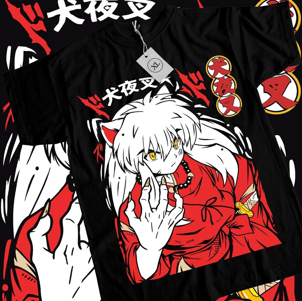 Inuyasha Sesshomaru T-shirt Red Moon Inu Yasha Kawaii Anime Tee Shirt All Size Unisex T-Shirt
