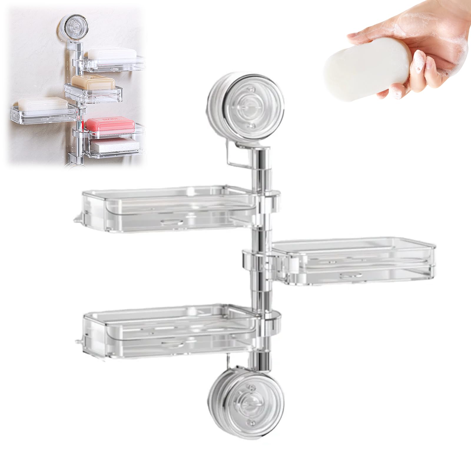 

Corrugated Suction Cup Storage Holder, New Movable Shower Shelf Suction Cup, No-Drill Wall-Mounted Storage Shelf, Luxury- Glacier Pattern One Size