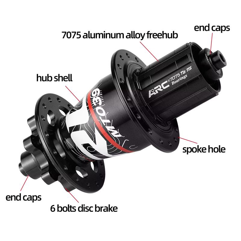 ARC MT039 Front Rear Bicycle Hub MTB Mountain Bike Hub 32H 6 Bolts Disc 135mm 142mm HG 8-11 XD MS 12 Speed 4 Bearing ARC Cube