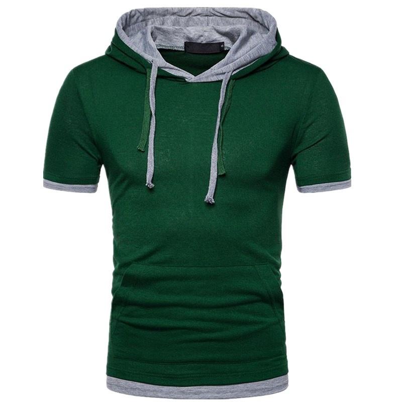 Buy 2022 Men's New Fashion Shortsleeve Hooded Tshirt Men Casual Tshirts at affordable prices