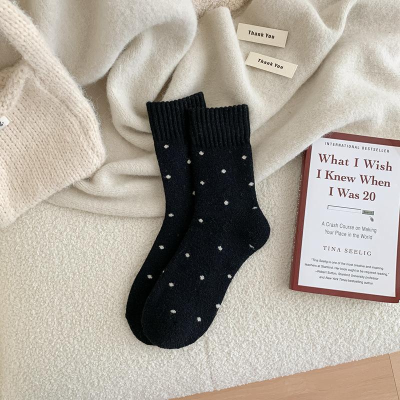 

Terry Socks Women S Small Polka Dot Wool Socks Women S Medium Tube Socks Winter Thickened Warm Snow Socks One size fits all чорний