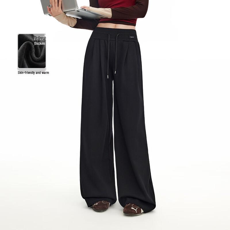 UNIFREE Fleece-Lined Wide-Leg Casual Pants M