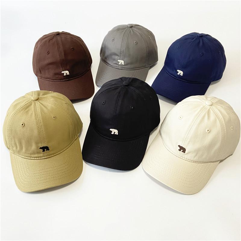 New Polar Bear Embroidered Baseball Cap Men's and Women's American Soft Top Cap Spring and Summer Versatile Big Head Circumference Sun Hat