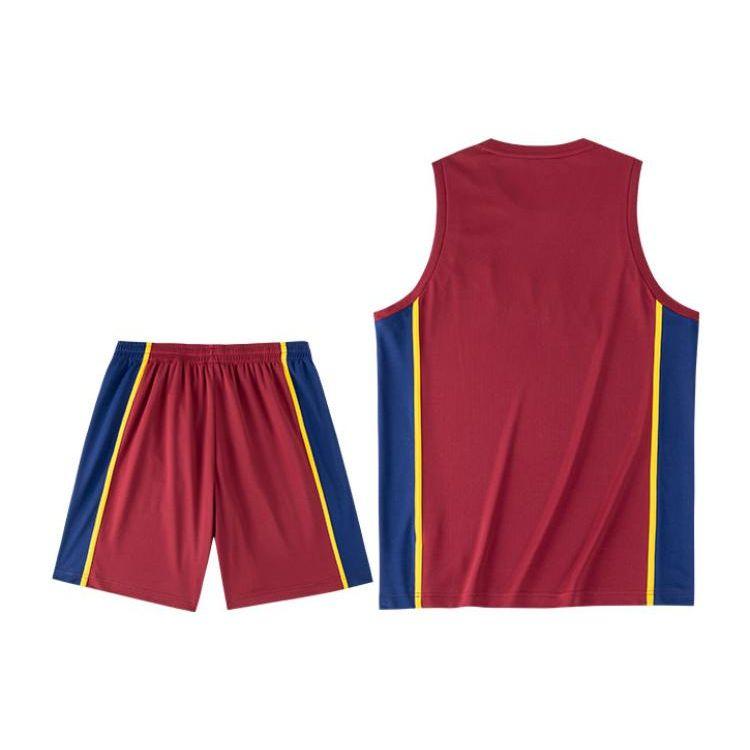 Anta Basketball Series Logo Print Loose Sleeveless Straight Basketball Set Men basketball set Dark-Red 952321201-2