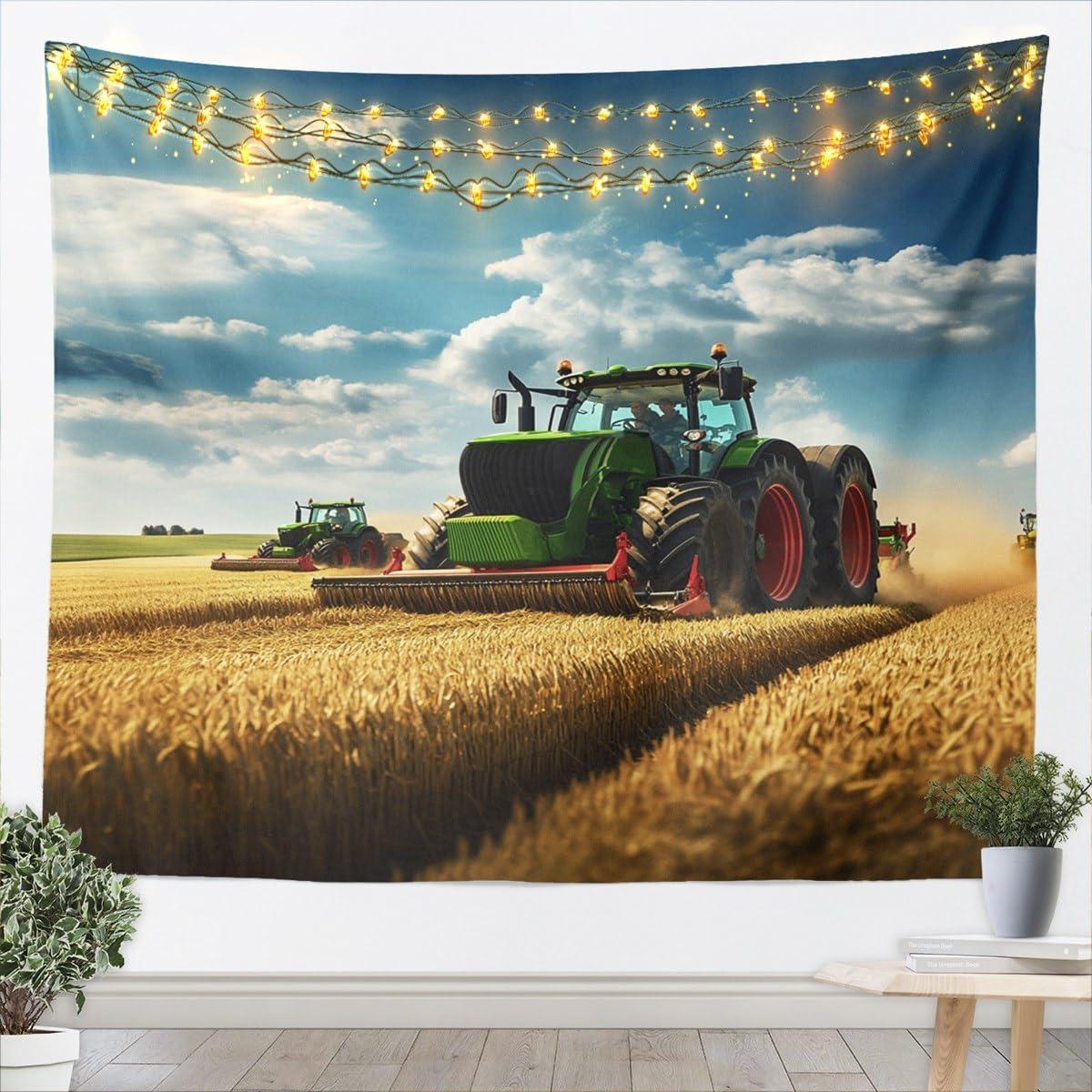 Tapestry Feelyou tractor wall mounted agricultural equipment trucks 75x100 чёрный