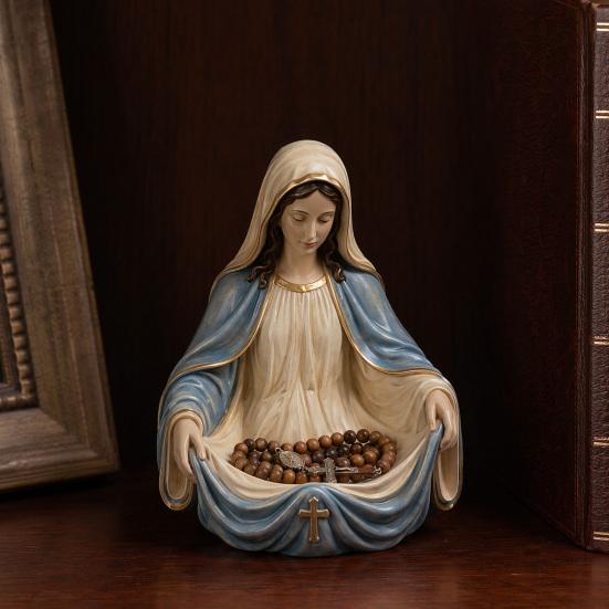 Jewelry Storage Box with Jesus or Virgin Design Religious Tray Compact Multi-Use Faith