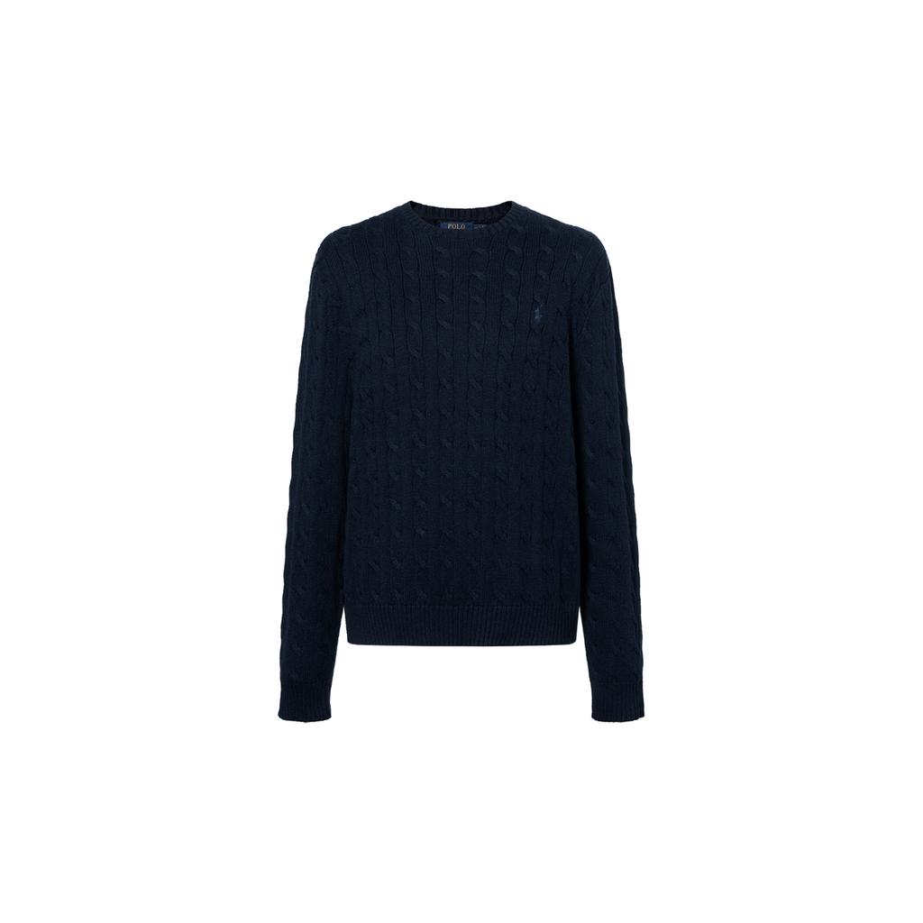 Polo Ralph Lauren SS22 Solid Color Cable Knit Crew Neck Sweater Men sweater Blue MNPOSWE16810058-B82