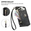 Floral Leather Wallet Case for iPhone 12-17 series.Vintage All-in-One Card Holder w/Stand, Magnetic Closure & Wrist Strap