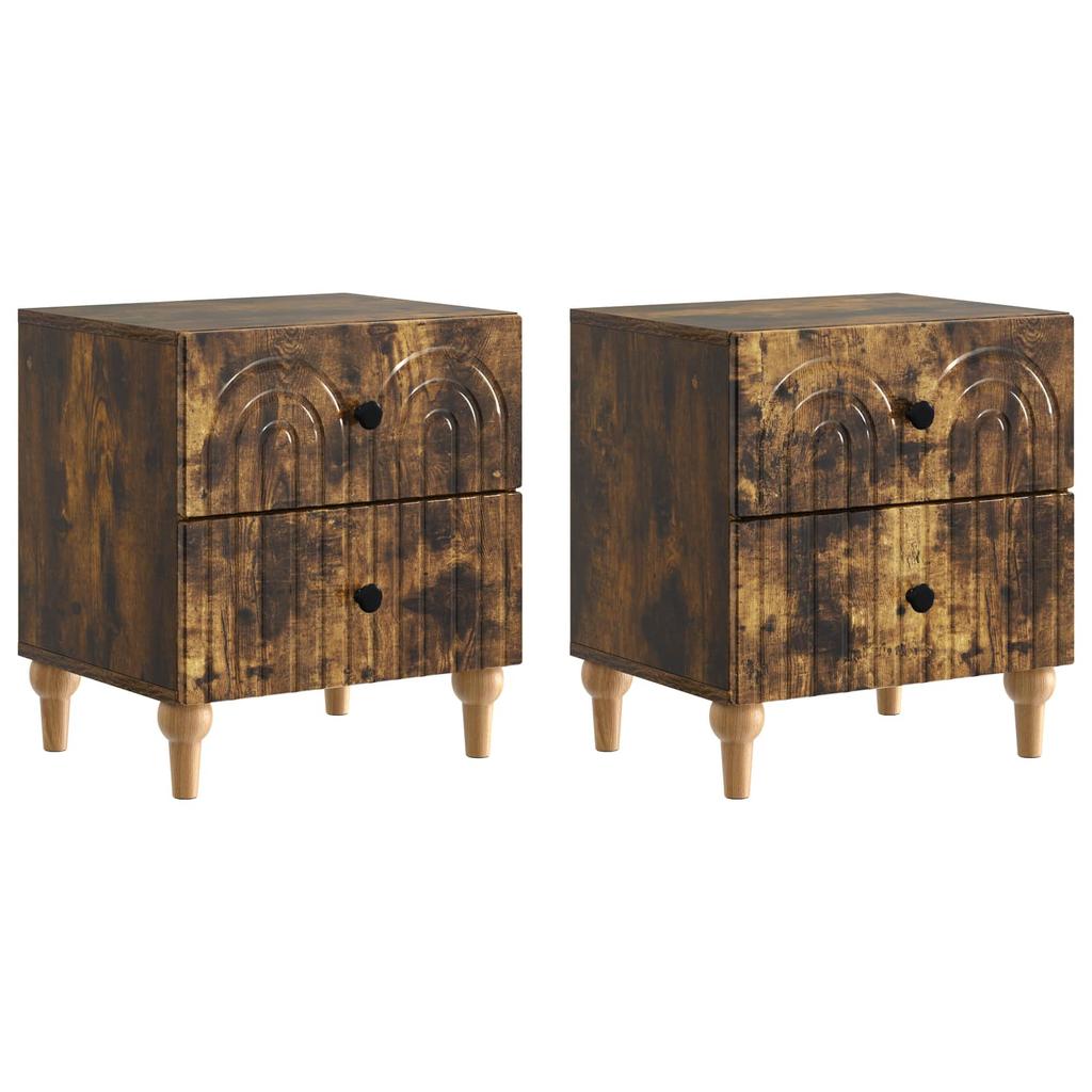Nightstand Set of 2 Smoked Oak 43 x 34.5 x 48 cm
