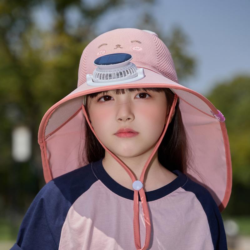 Barnhatt tecknad söt stor brätte med fläkt bucket hat pojkar och flickor utomhusutflykt sjal solskydd visir