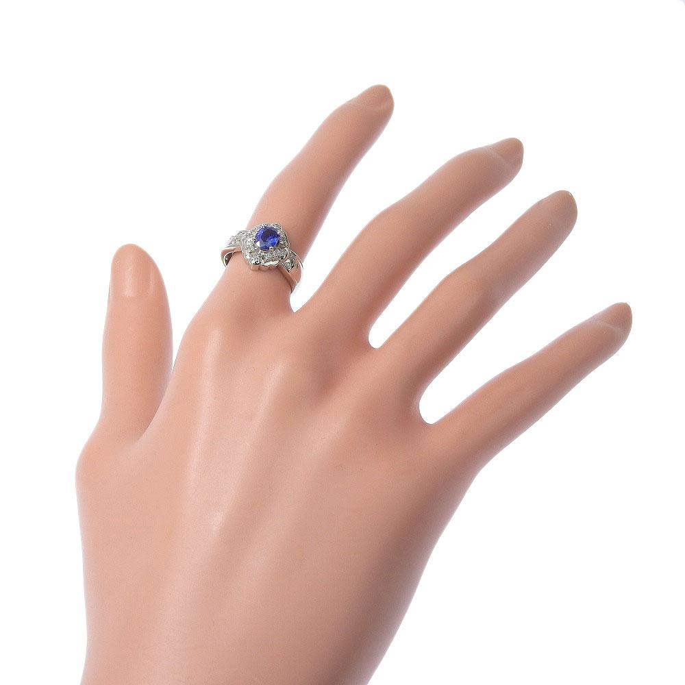 Ring Pt900Platinum/sapphire/diamond #5.6(US Size) 7.3g Women Used