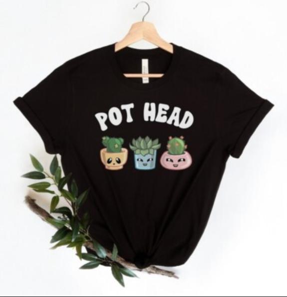 

Korean Style Versatile Fashion Retro Pot Head TShirt Funny Plant Lover Graphic Casual Short Sleeve Tee Kpop Goth for Women S