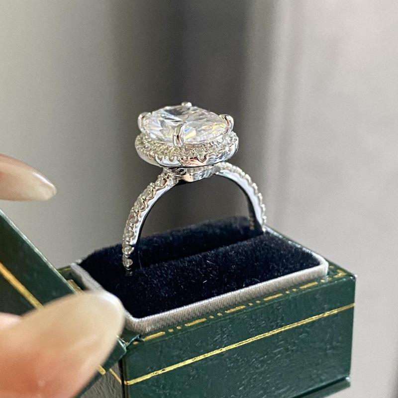Pigeon Egg Diamond Ring: European & American Style, S925 Sterling Silver, High-Carbon Diamond, Fashion Banquet Ring for Women