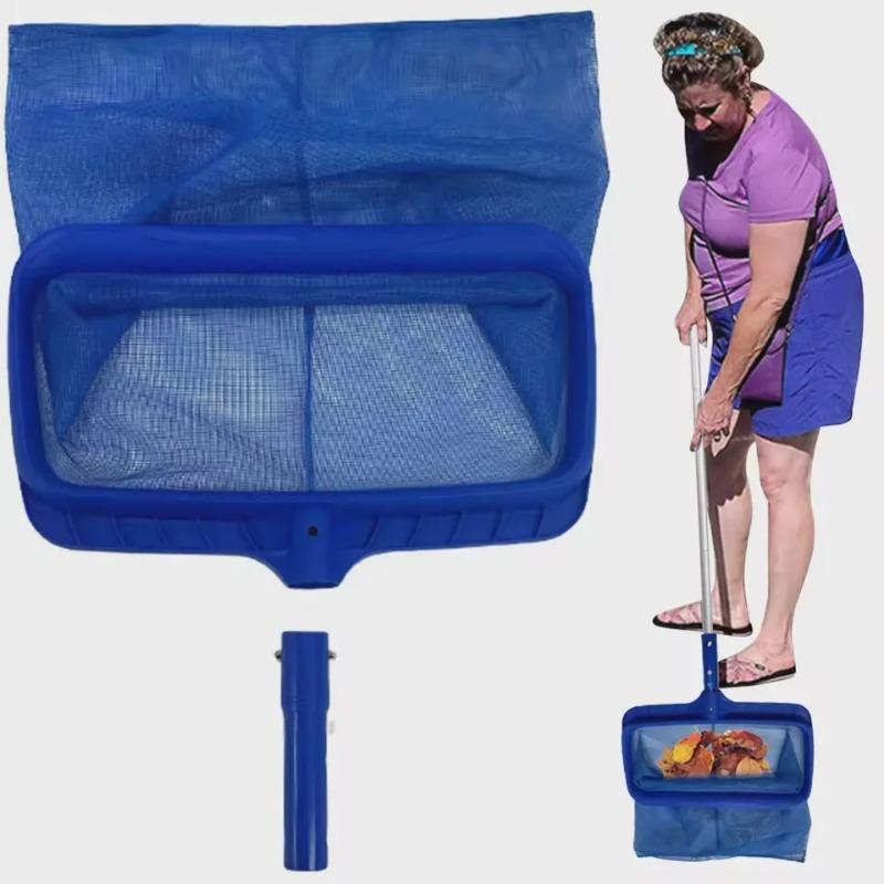 Pool Leaf Rake Large Capacity Deep Bag Thickened Frame Pool Skimmer Net With Detachable Handle
