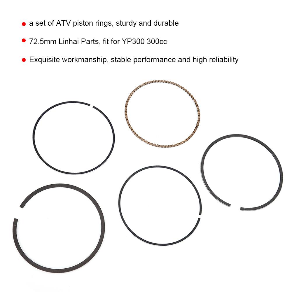 5 Pcs YP300 300cc 72.5mm Linhai Parts Piston Rings Kit LH300 LH173MN ATV QUAD Chinese Motorcycle