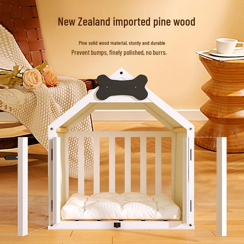 Solid Wood Indoor Pet Kennel: Removable, Washable Dog House and Cat Bed for Small Breeds (Corgi, Teddy) - Four Seasons Use
