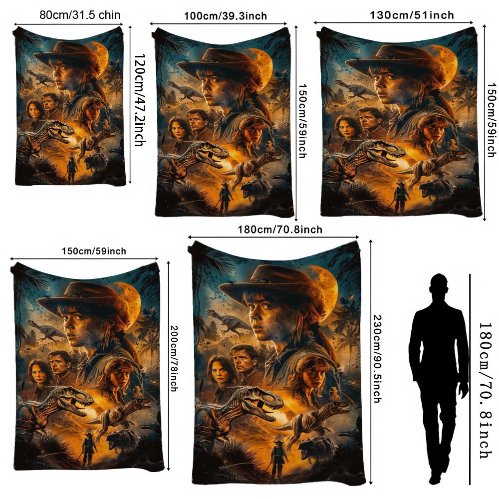 Jurassic World Dominion Theme Printed Blanket Skinfriendly Soft Fleece Blanket For Outdoor Travel Home Party Decor Holiday Gift