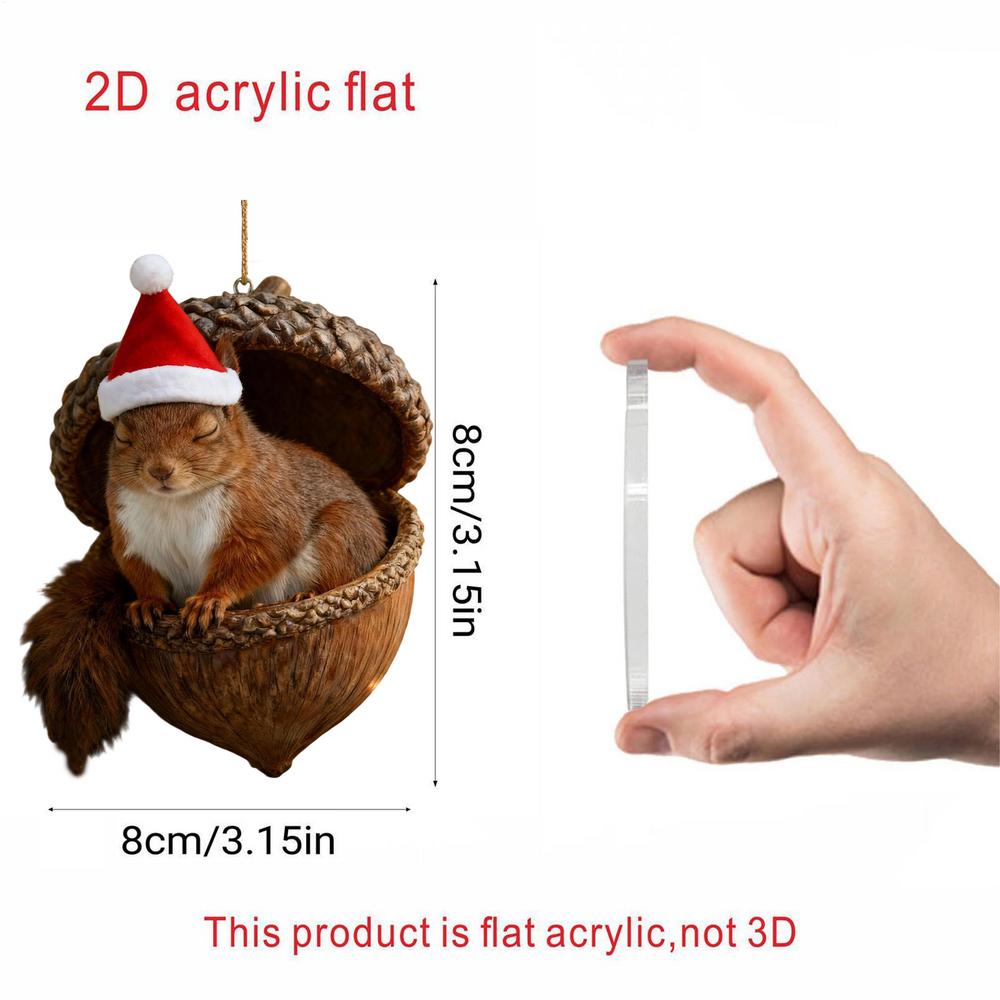 2D Cute Owl Christmas Ornament Animal Christmas Acrylic Pendant Hanging Gift Tree Tags Car Rearview Mirror Hanging Decoration