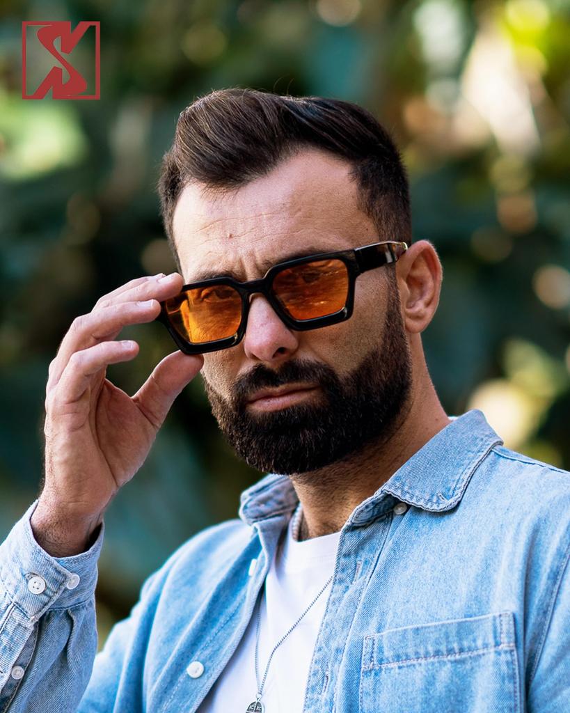 Retro and Fashionable Rectangular Sunglasses with Colored Lenses for Men and Classic Rectangular Black Sunglasses with UV400 [SHEEN KELLY] Women.