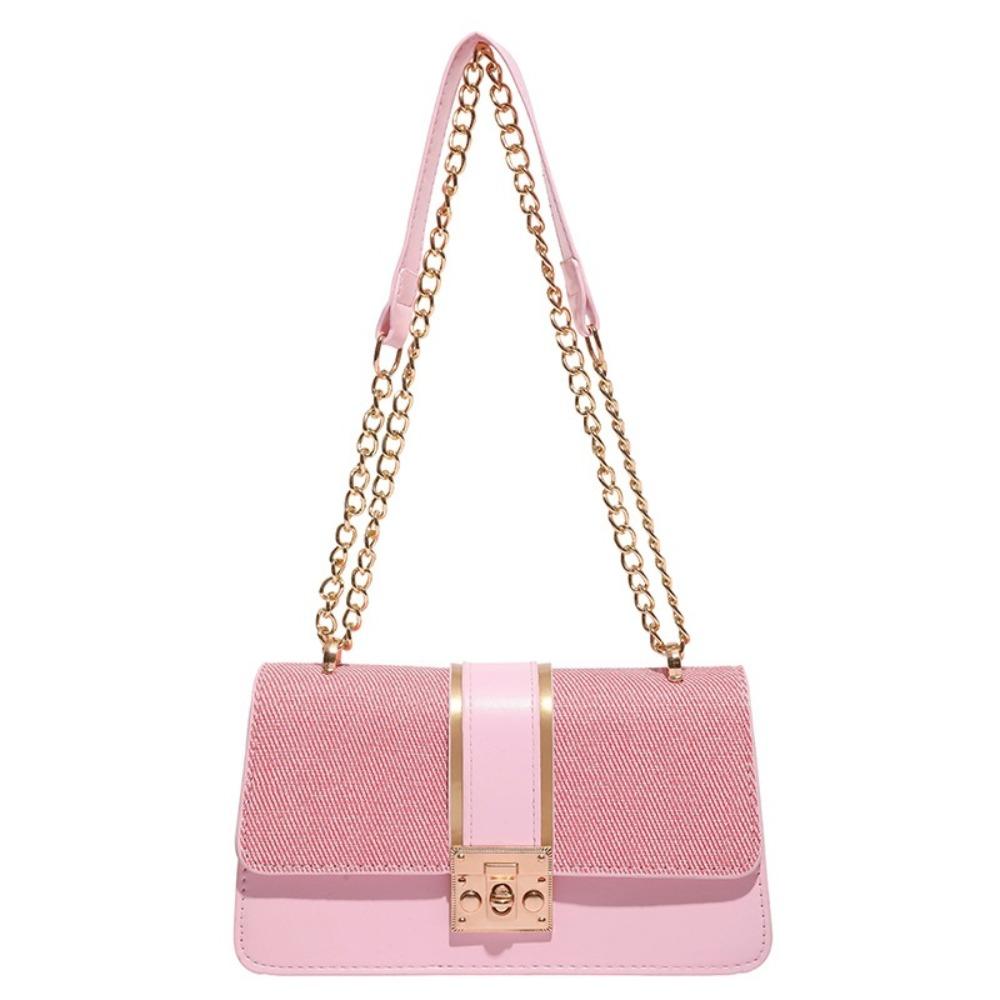 

Elegant Textured PU Crossbody Bag Light Luxury Portable Handbags Exquisite Underarm Bag Female розовый