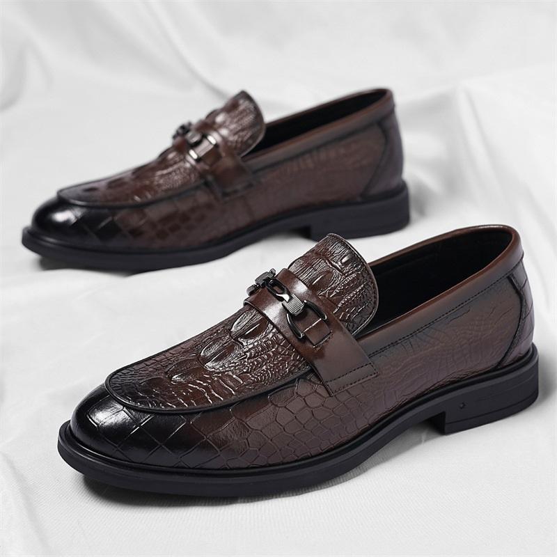 Fashion New Arrival British Black Brown Business Formal Leather Shoes for Men Designer Slip On Wedding Prom Homecoming Footwear