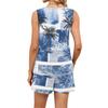 Women's Summer Casual Floral Print Tank Top Square Neck Sleeveless Sportswear Set with Pockets Shorts Two Piece Outfit