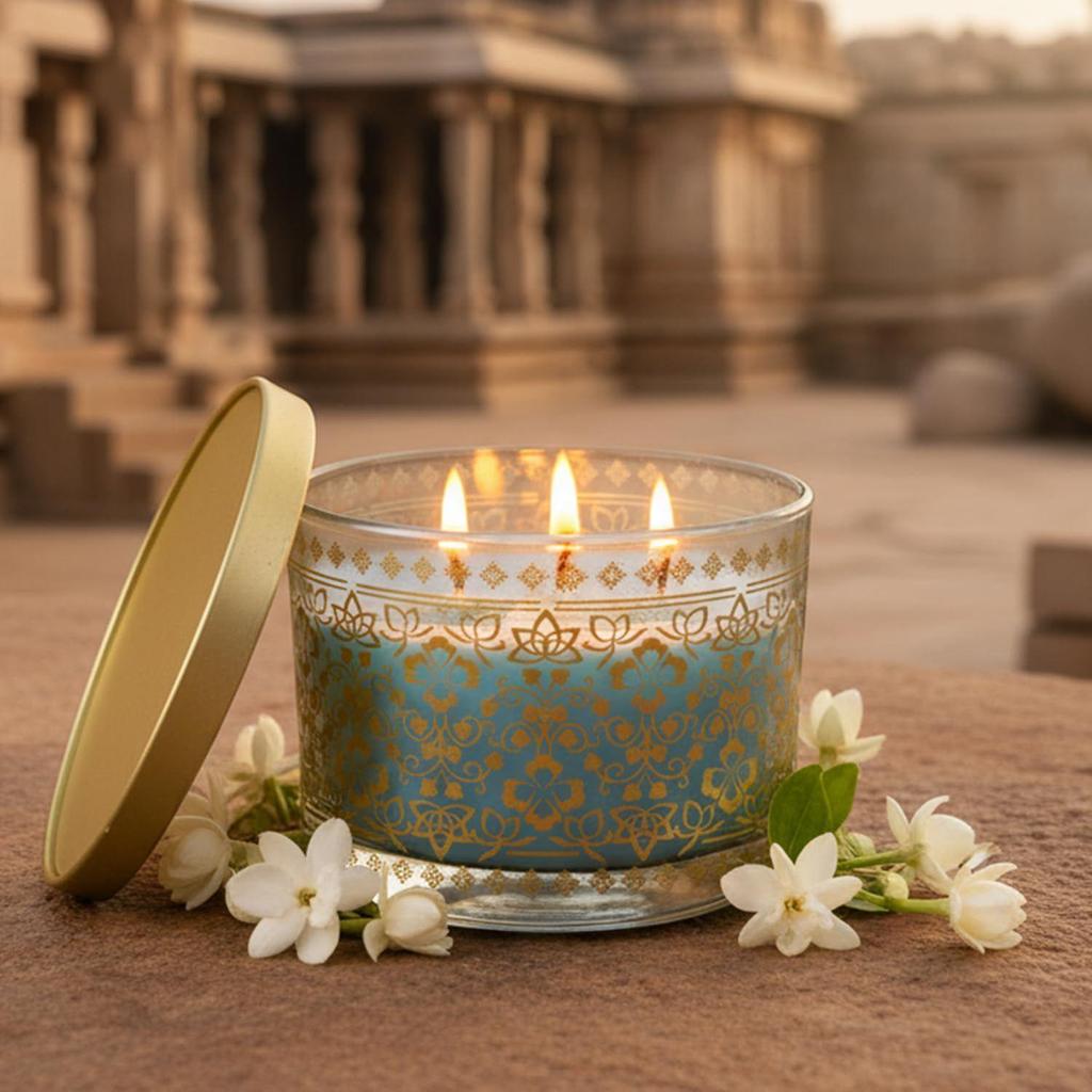 EKAM 2025–26 Festive Fragrance Gift| Scented 3 Wick Candle| Mogra