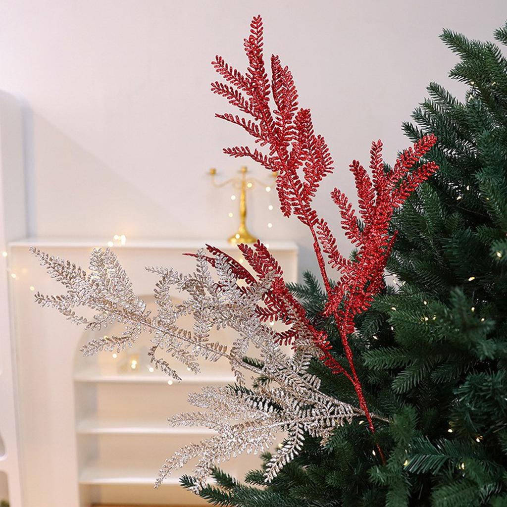 Duże gałązki choinkowe, dekoracje na wieniec bożonarodzeniowy, ozdoby choinkowe, sztuczne brokatowe gałązki.