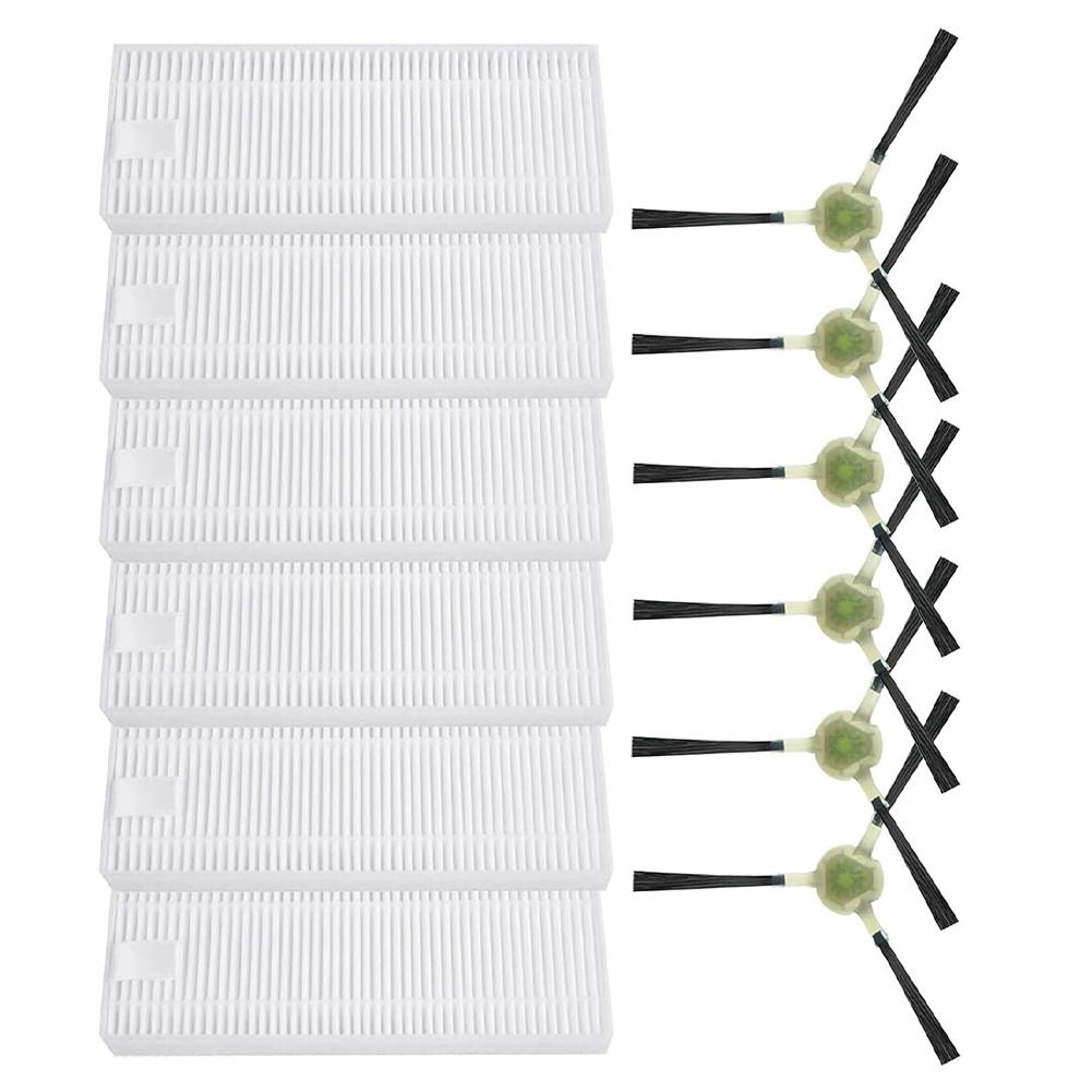 Replacement Filters & Side Brush Kit For Lefant M330/M330 Pro Robot Vacuum 6 Filters + 6 Brushes Deep Clean Carpets