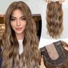 20 Inch Natural Brown Synthetic Hair Toppers Long Wavy Hairpieces for Women 6" ×6" Large Base Lace Front Hair Topper Clips In