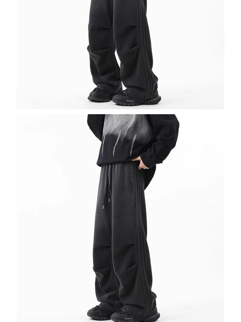 Unisex Retro Wide-Leg Sweatpants - Autumn/Winter Casual Streetwear