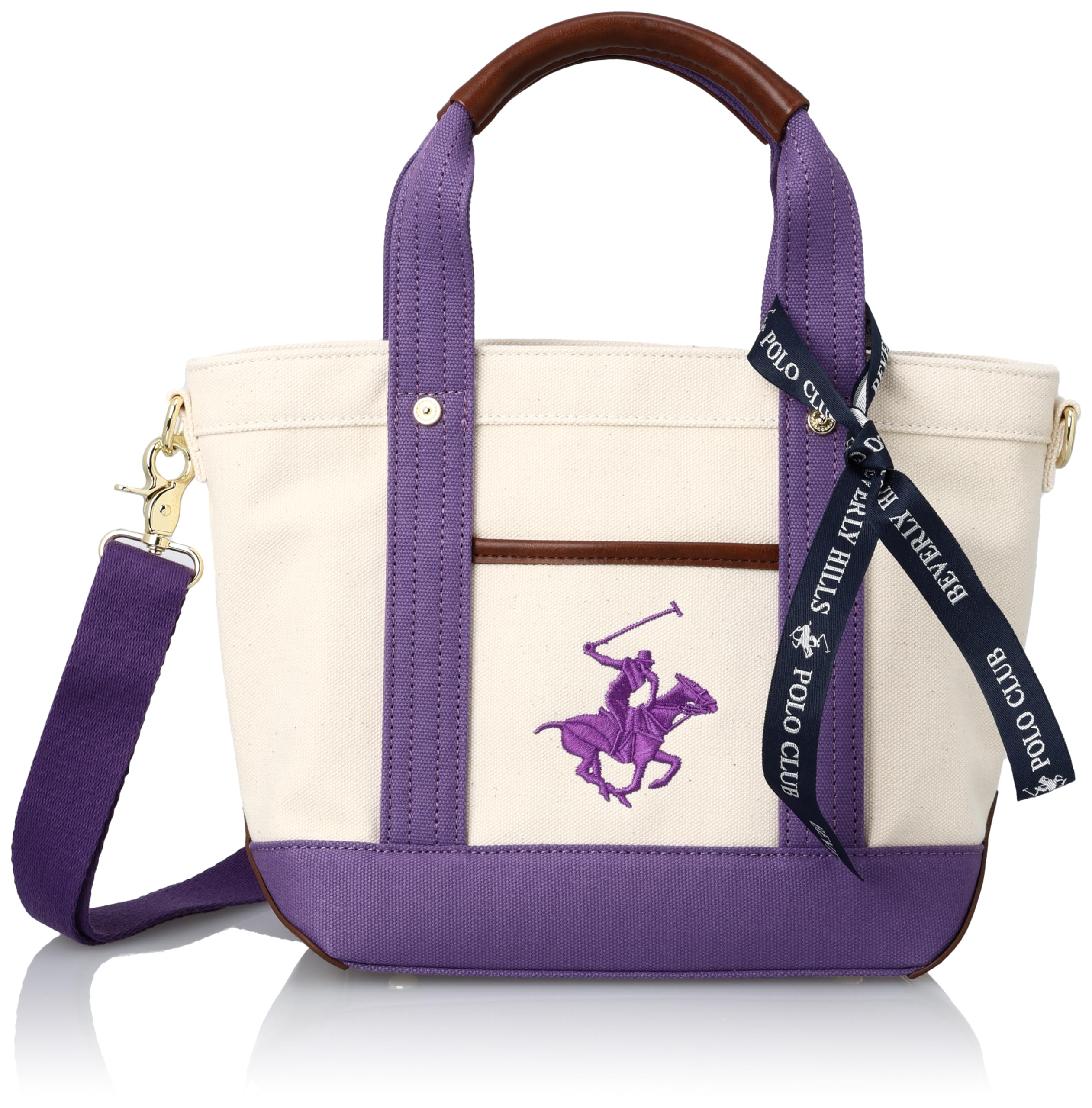 

Hills Polo Tote Bag Canvas Tote Bag SS BH1006N [Beverly Club] Ivory/Purple/Purple