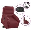 Massage Recliner with Rising Assistance Burgundy Fabric
