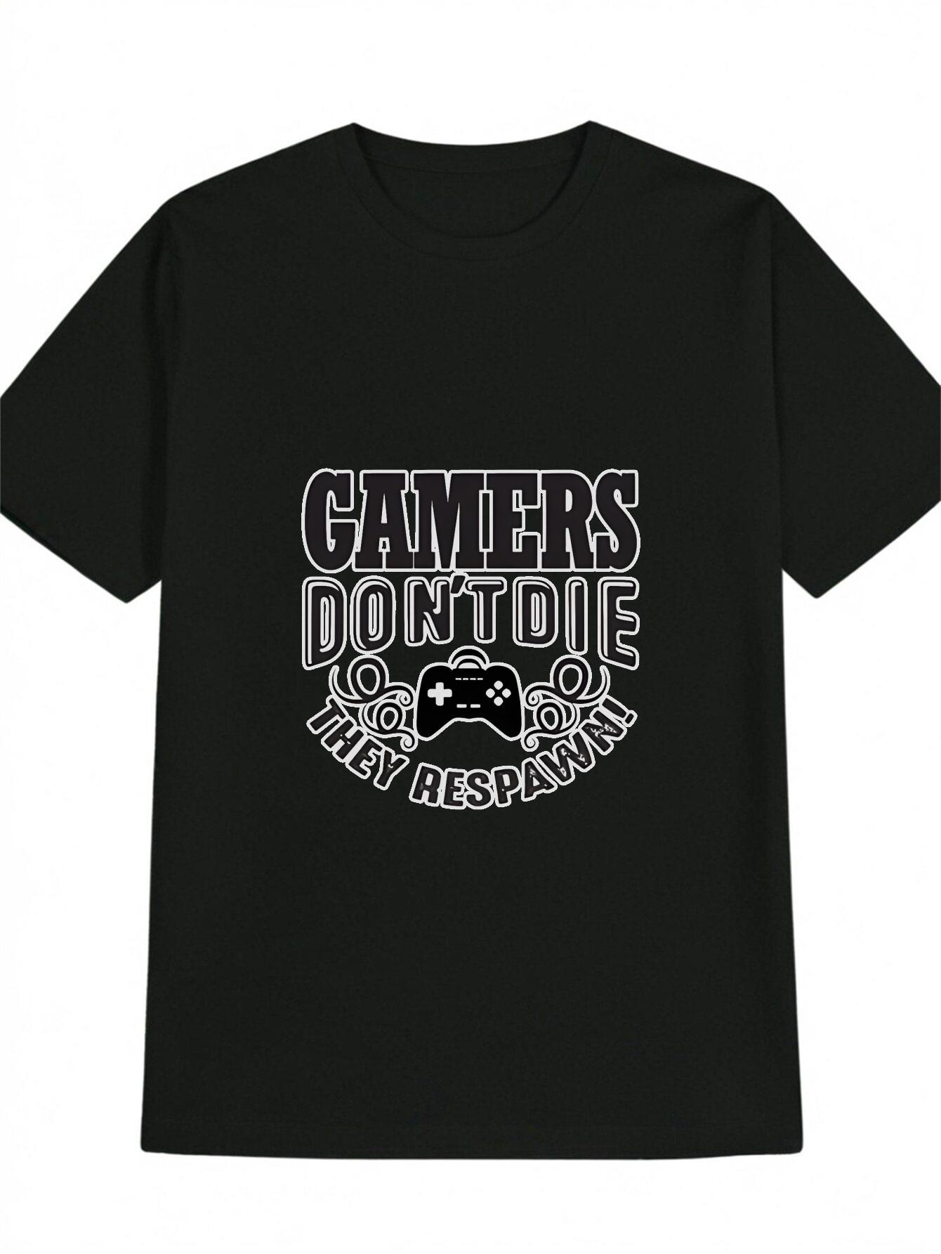 Casual Gamer Graphic T-shirt -  GAMERS DON T DIE THEY REPAWN!  Print with Controller Design XXXXL