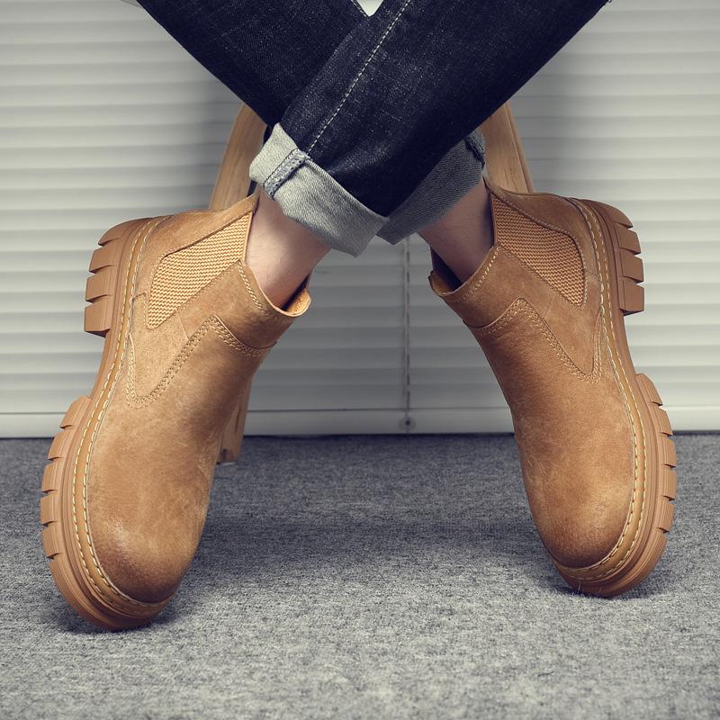 Autumn Shoes for Men Boots High Tops Genuine Leather Casual Shoes Outdoor Fashion Ankle Boots