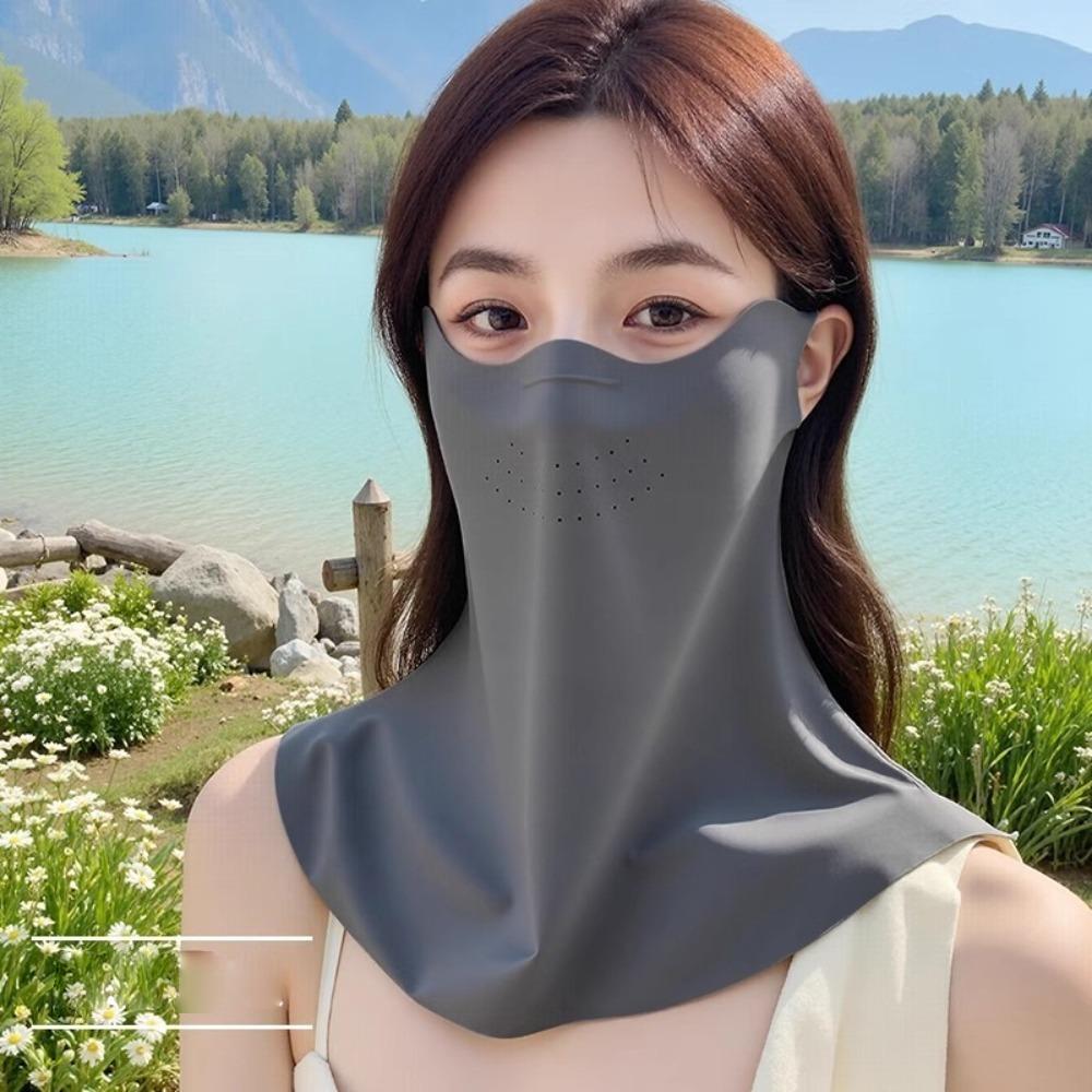 Detachable Face Mask Breathable Facial Gini New Ice Silk Sunscreen Mask  Summer