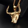 New European and American Stainless Steel Fashion Mens Bull Horn Pendant Animal Necklace