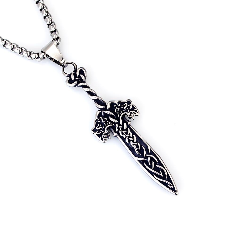 Viking Dragon Pattern Stainless Steel Necklace Bold Retro Fashion Jewelry