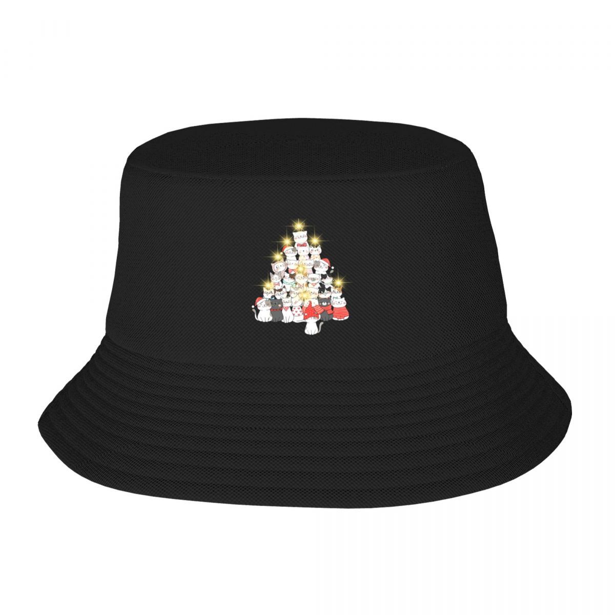 NEW Christmas Cats Bucket Hat Black Party Hats Fashion Beach Hat Unisexs Womens