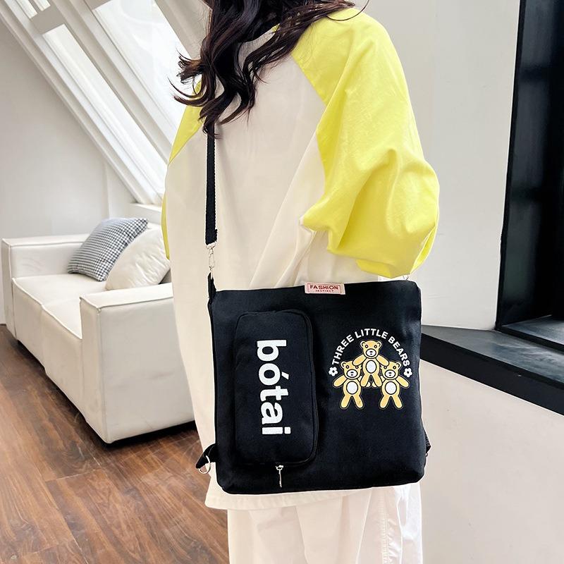 Canvas Bag, New Women's Bag, Fashionable Large-capacity Shoulder Bag, Messenger Bag, Tutoring Bag.