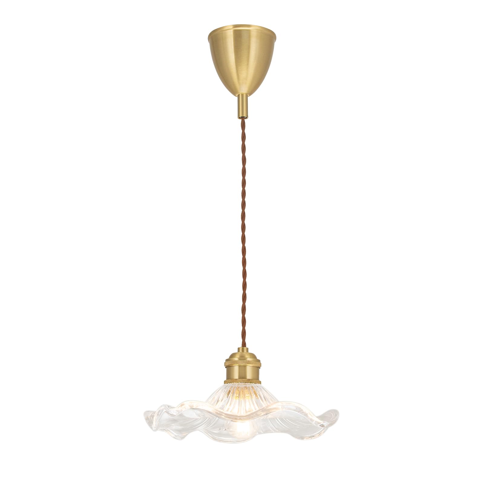 

Chiko Electric Brass Glass Shade Pendant Light Stylish Showa Retro Antique Light Fixture E26 LED Compatible Suitable for Dining Living Room Includes