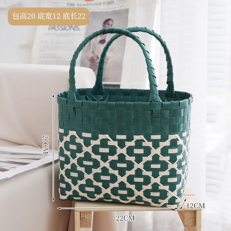 Weaving Handbag Ins Shopping Shopping Basket Beach Picnic Outdoor Hand Carry Vegetable Basket Versatile Fashion Vacation Bag