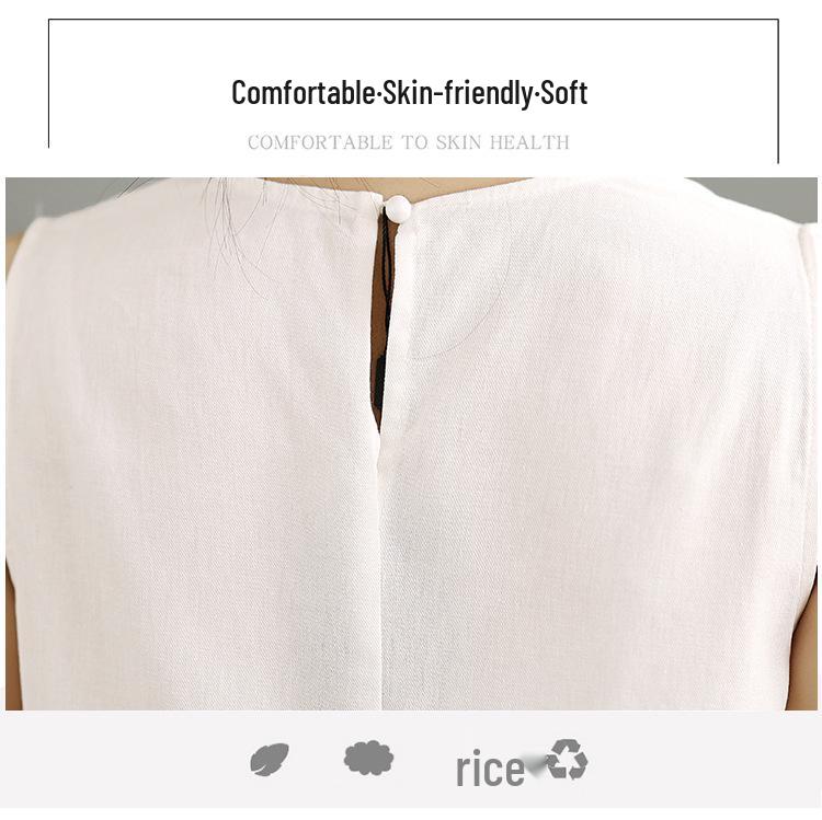 Women's Summer Fashion Linen Suit: Relaxed Fit Camisole Dress & Wide Leg Pants Two-Piece Set