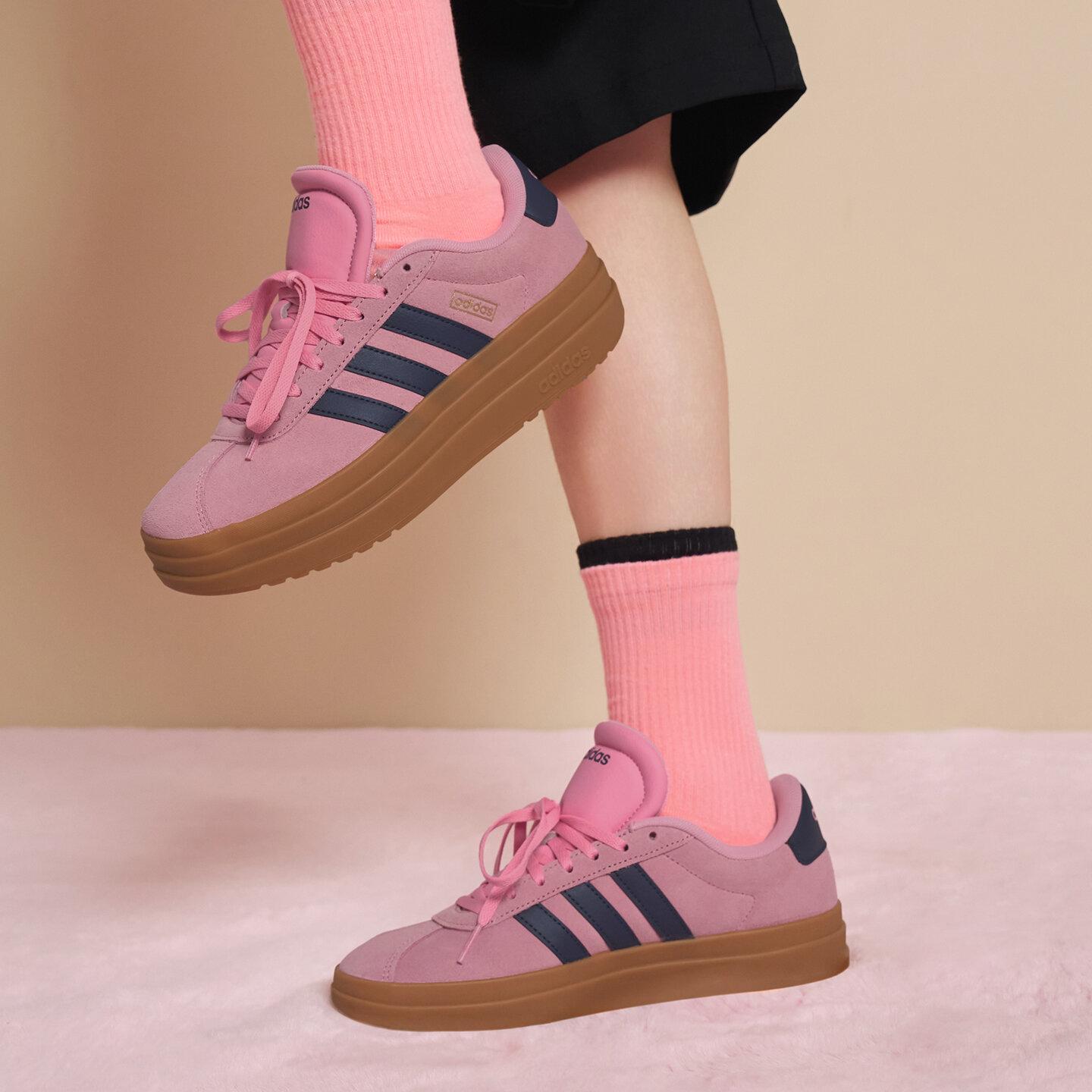 adidas VL Court Bold Bliss Pink Dark Blue Gold Metallic (Women s) 37