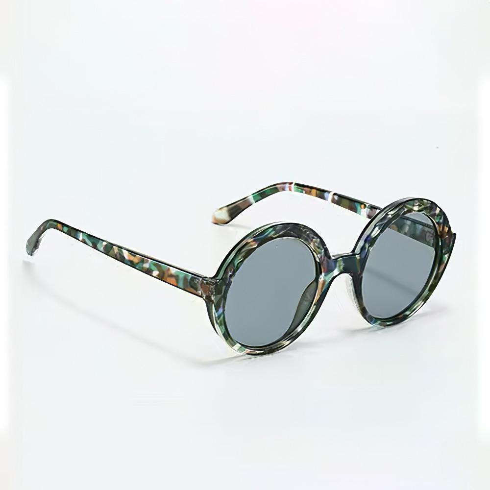 Vintage Sunglasses Women Fashionable Circular Gradient Lens Glasses With Green And Blue Transparent Frame Unique Design