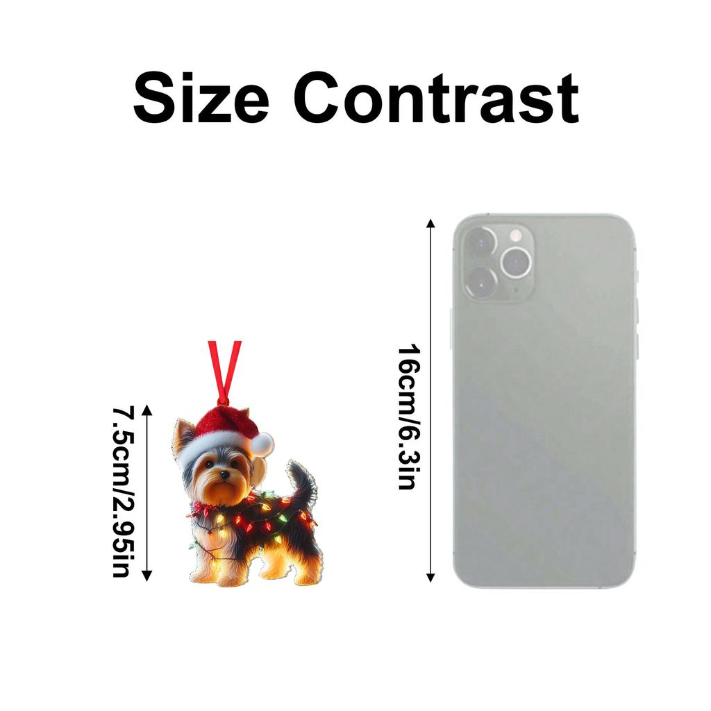 2D Acrylic Animal Ornaments With Christmas Hats, For Christmas Tree Decoration