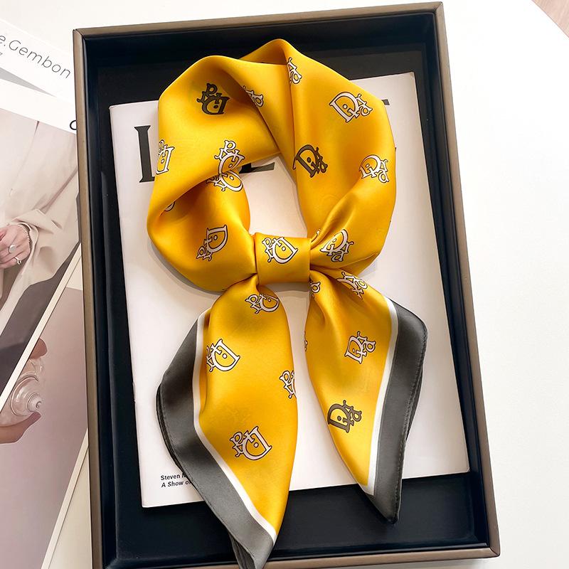 New Luxury Horse Pattern Silk Square Scarf Womens Soft Satin Hairband Neckerchief Office Hijab Headband Foulard Bag Ribbons Gift
